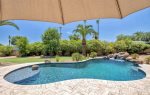 Large backyard area w/ patio seating, swimming pool heating optional, hot tub, BBQ